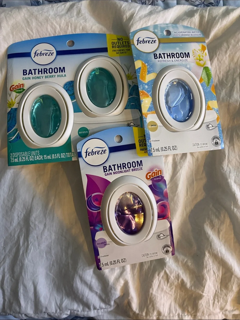 Febreze Bathroom Clip Air Fresheners - Teal, Light Blue, Purple